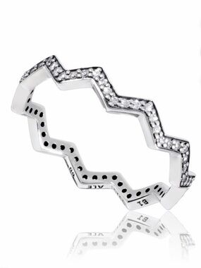 Pandora Zigzag Pave Stackable Ring - Silver